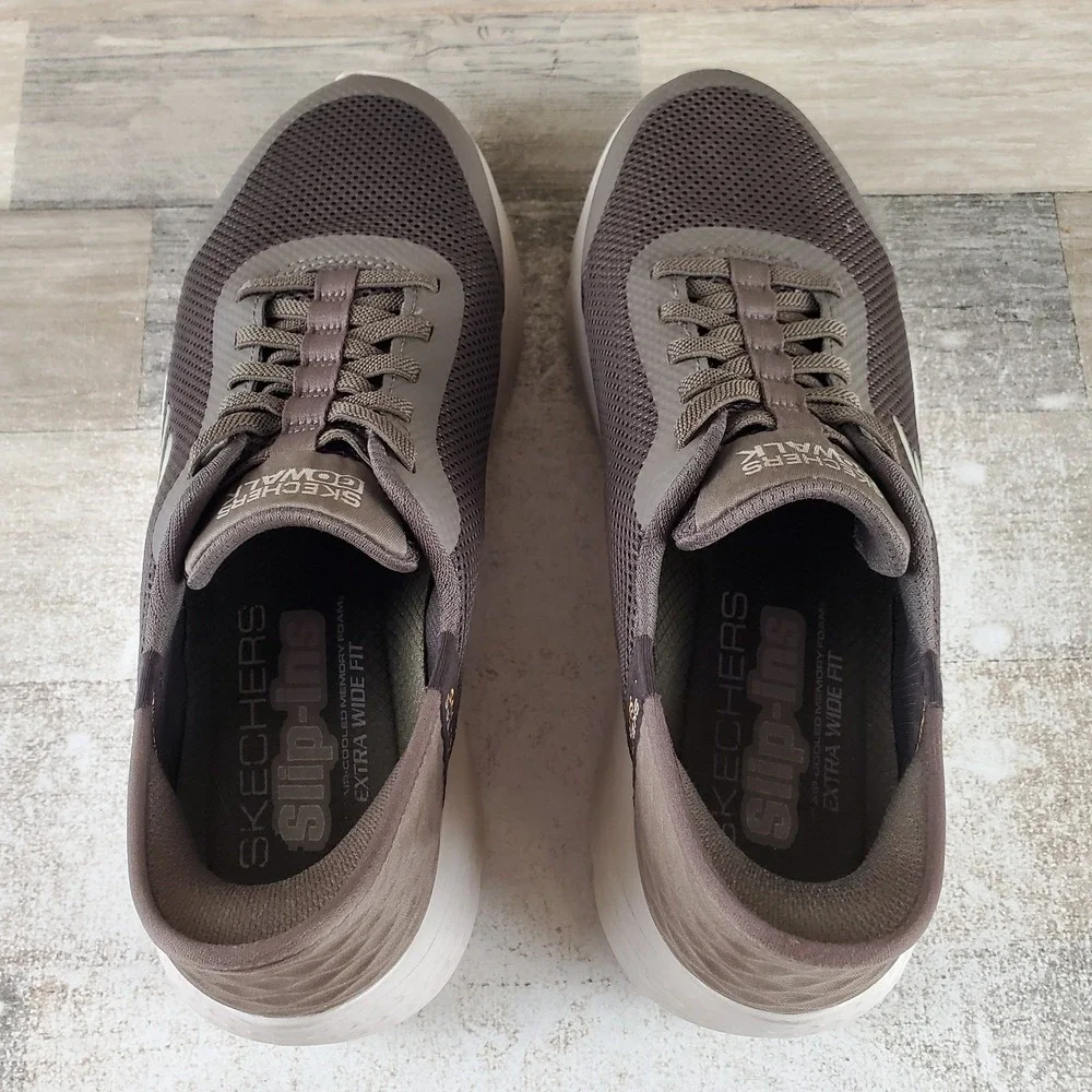 Skechers Slip-ins GO WALK Flex Mens Shoes 9 Athletic Brown Trainer 216324WW